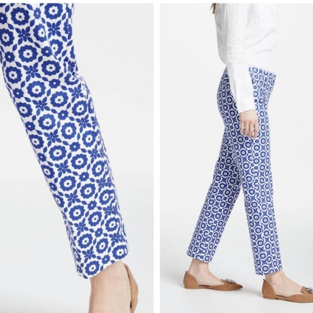 Boden Richmond Blue Floral Print 7/8 Trouser Pants